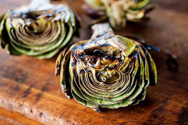 Fire Grilled Artichokes with Lemon Aioli