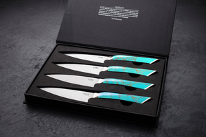 Aurochs Ocean Turquoise 4-Piece Steak Knife Set Sterling Silver